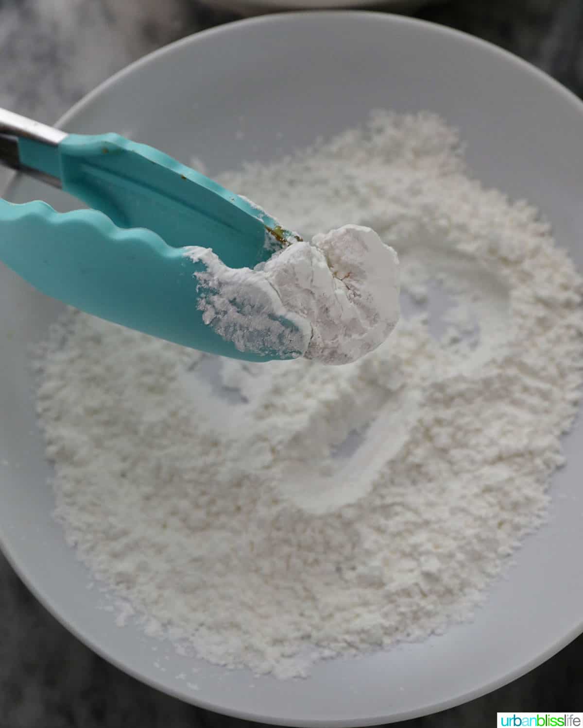 dip shrimp into cornstarch