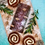 gingerbread cream cheese swiss roll dessert.