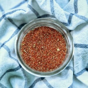 homemade fajita seasoning in a glass jar.