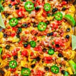 vegetarian tex mex sheet pan nachos.