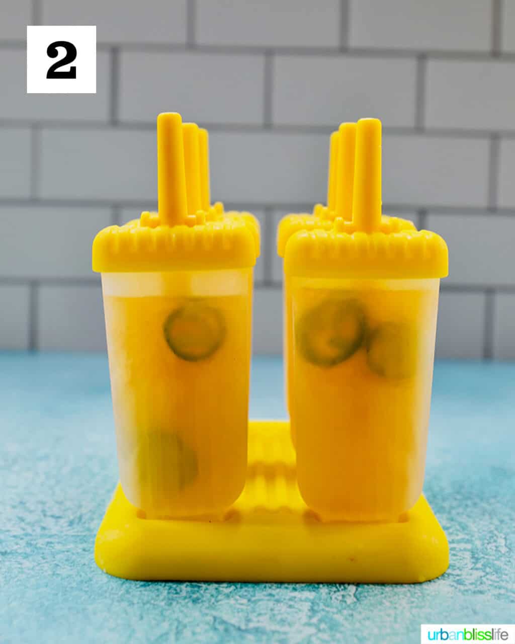 Tropical Margarita Popsicles in popsicle tray