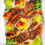 grilled chicken with pineapple salsa.