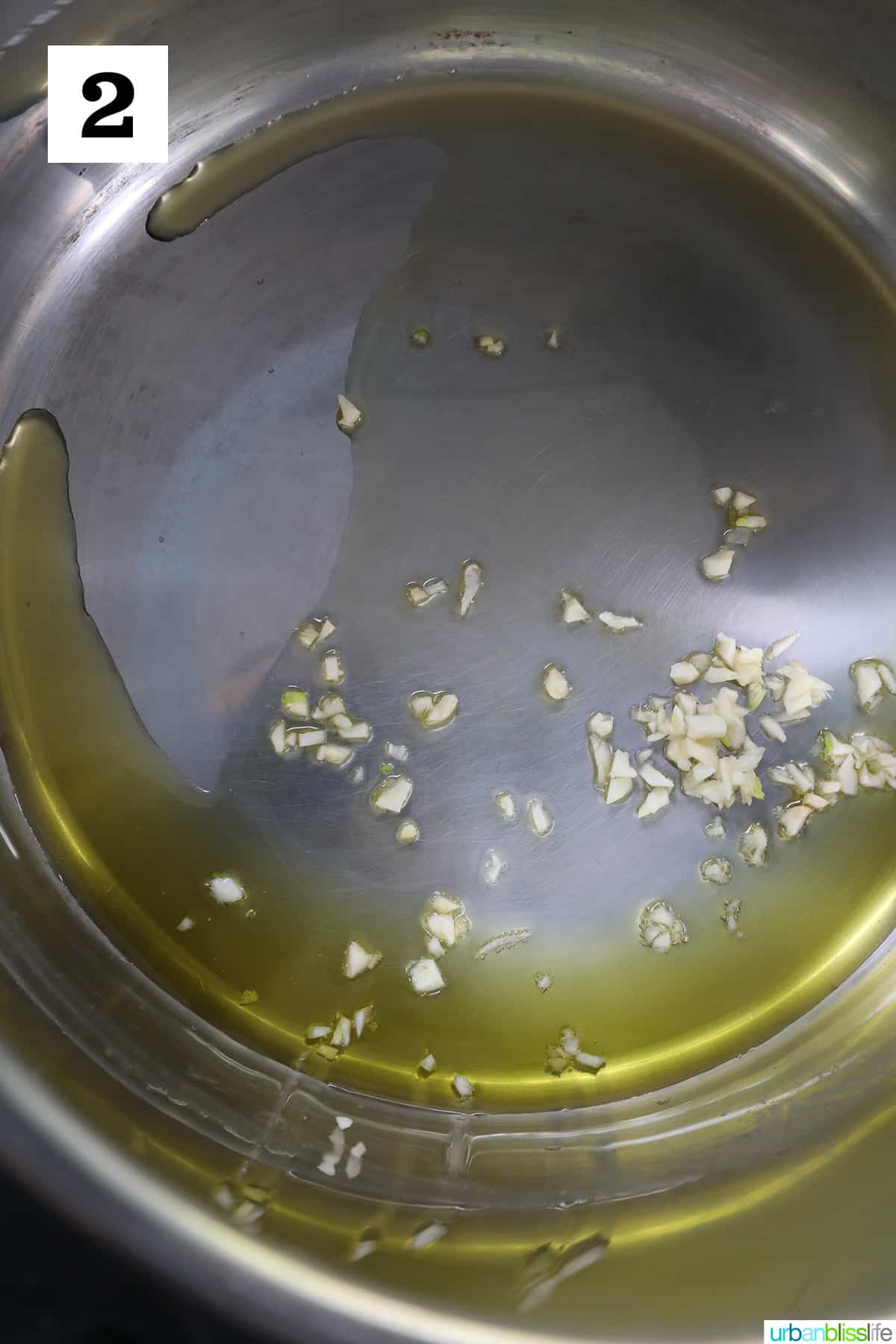 garlic sauteing in olive oil in the instant pot.