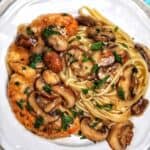 chicken marsala with pasta.
