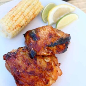 cider ginger grilled chicken with corn.