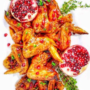 cranberry pomegranate sticky chicken wings.