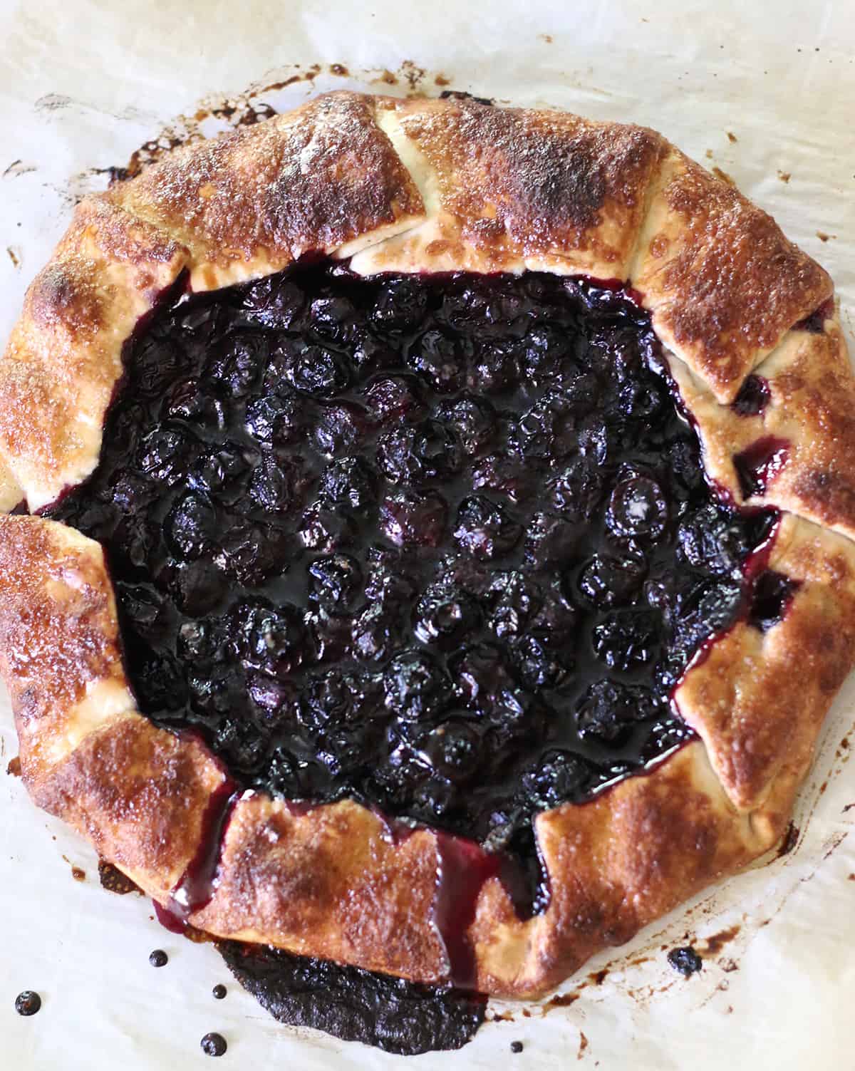 overhead shot of blueberry galette.