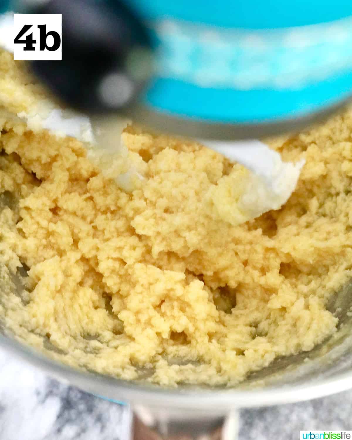 key lime cookie batter mixing in a stand mixer