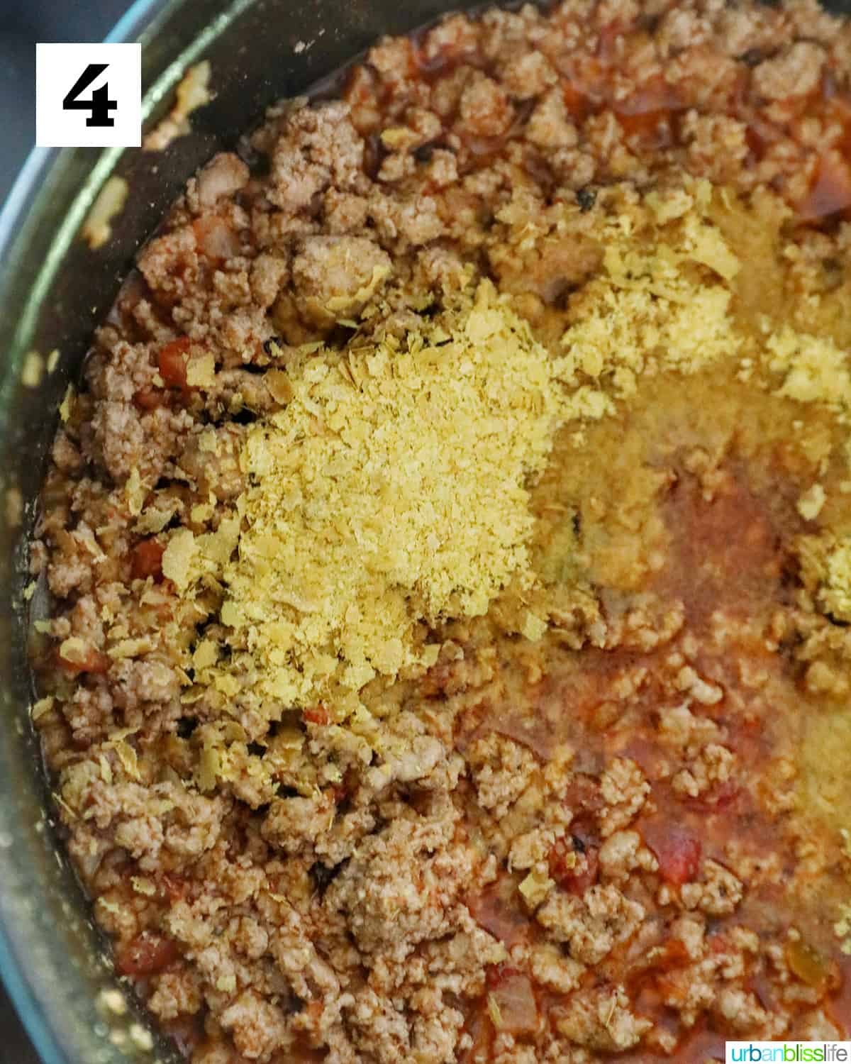 nutritional yeast added to dutch oven.