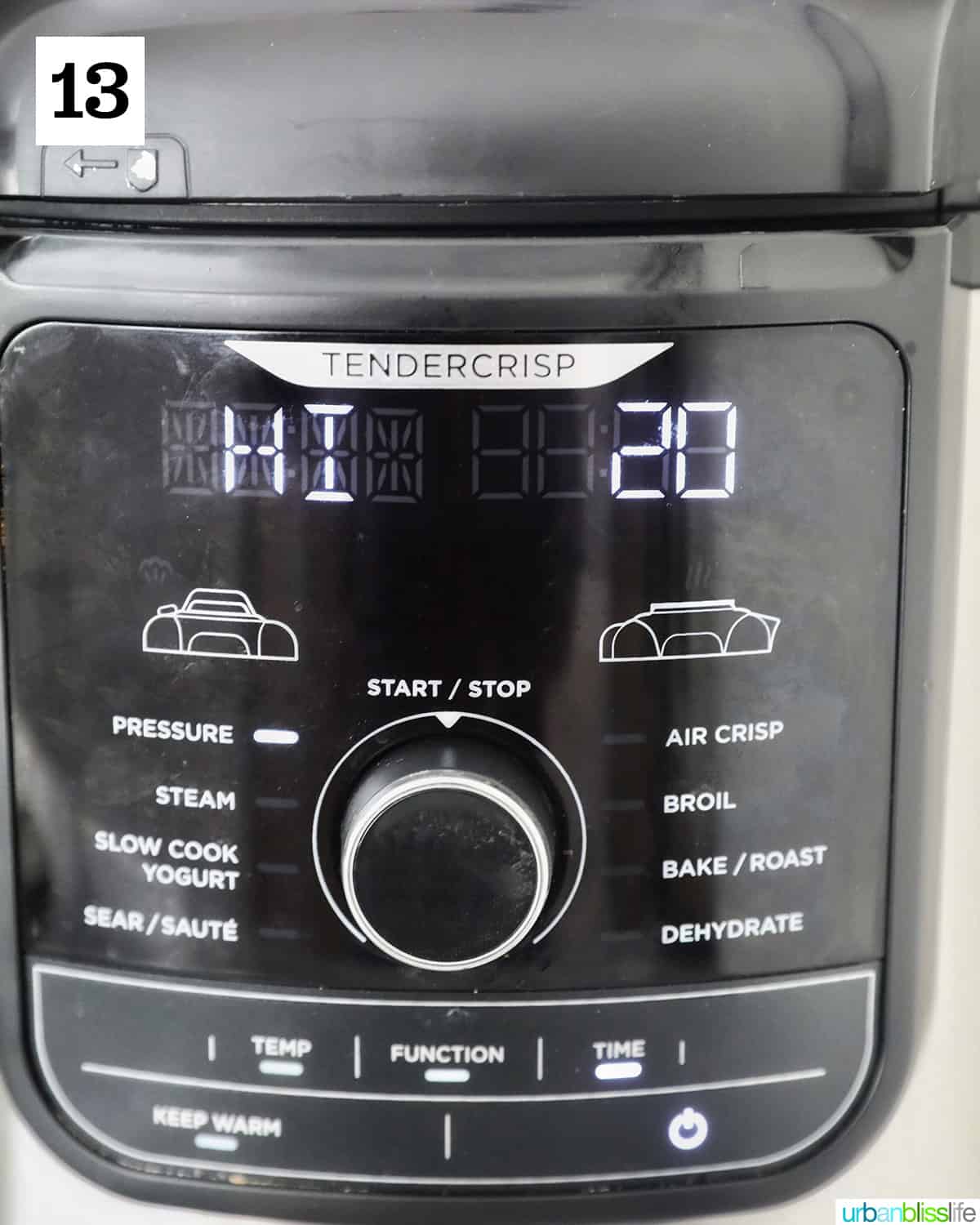 Instant Pot set to HI pressure cook for 20 minutes.