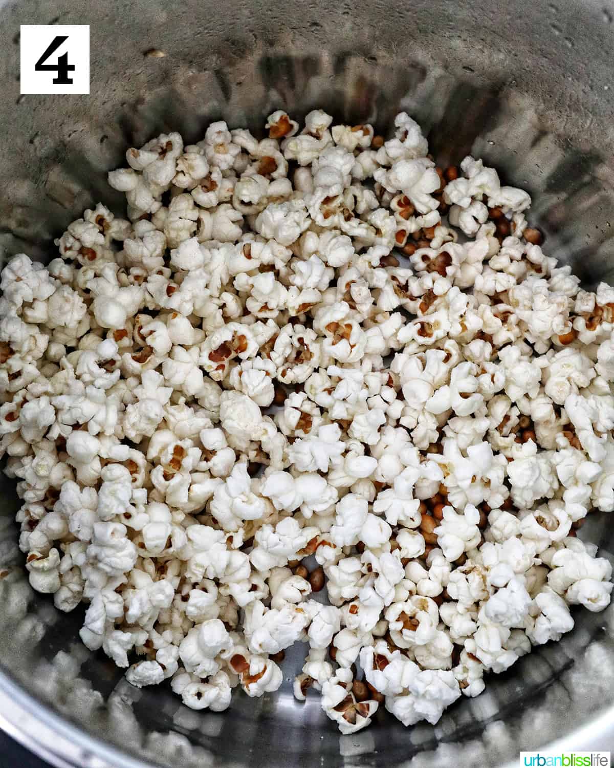 cooked popcorn kernels inside an Instant Pot.