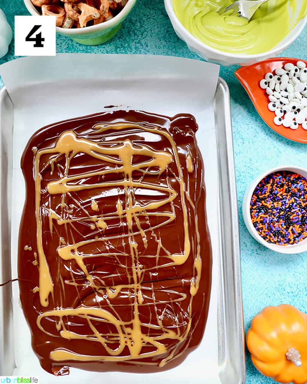 spreading orange candy melt.