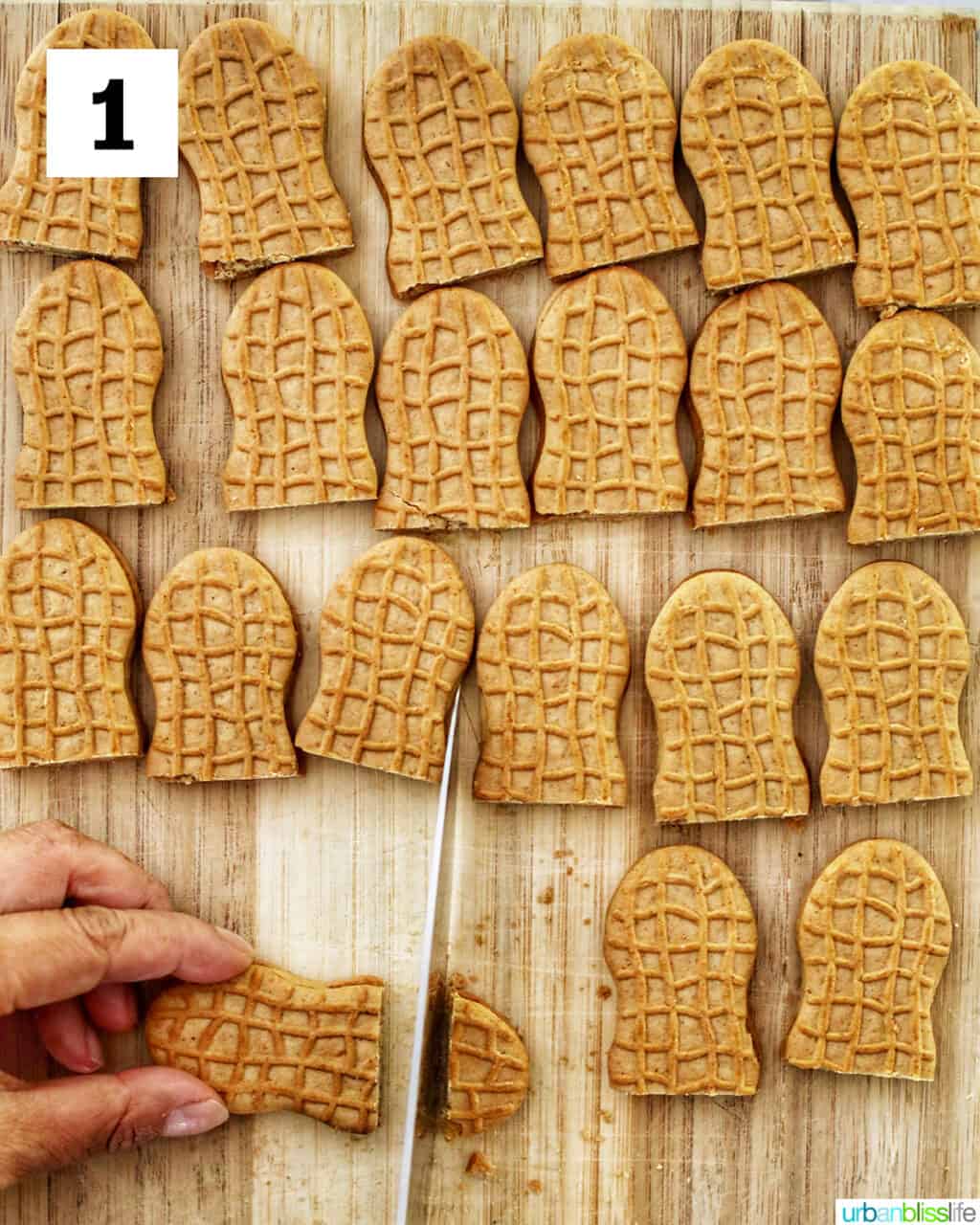 slicing nutter butter cookies