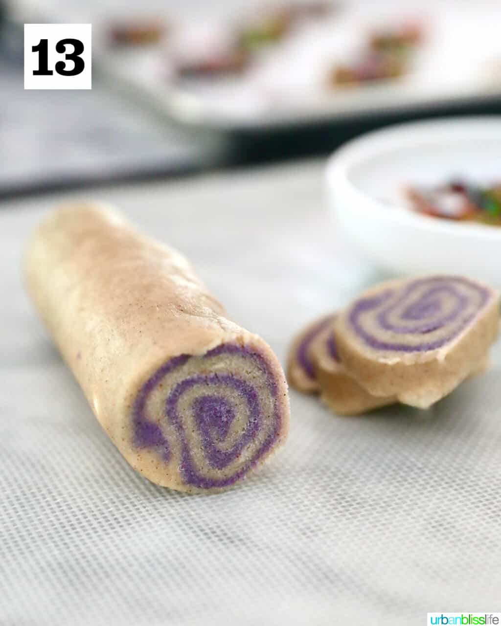 rolled dough for Halloween Pinwheel Cookies