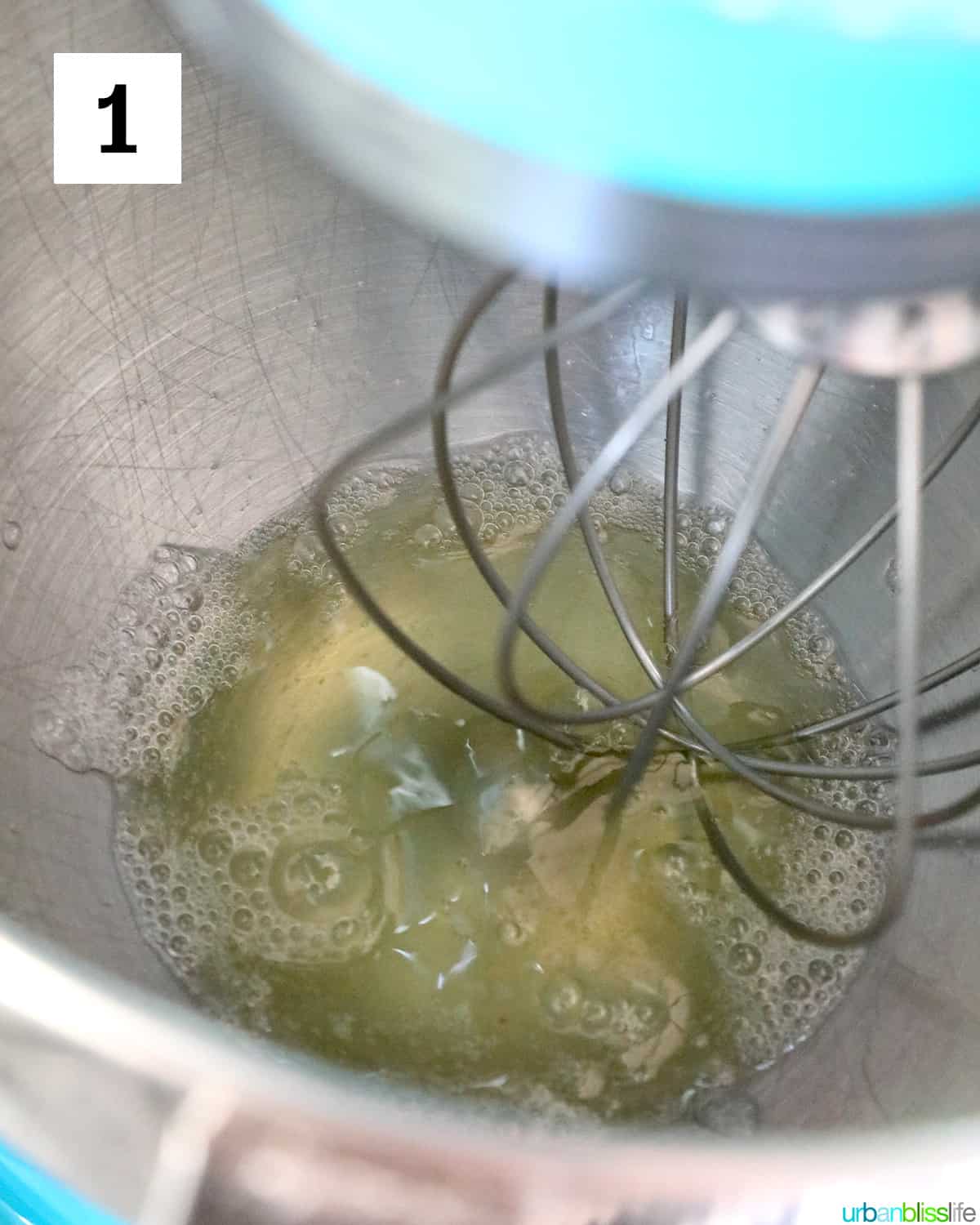 stand mixer beating egg whites for royal icing.