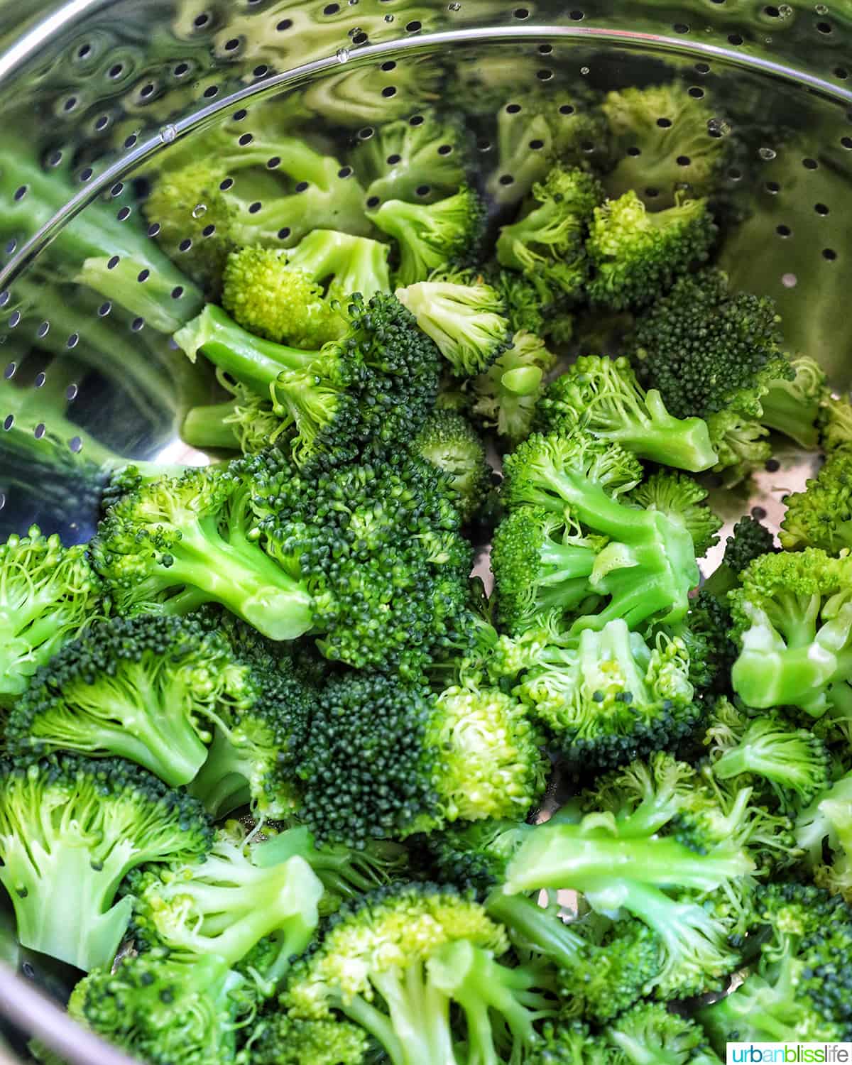 pressure cooked broccoli in an Instant Pot.