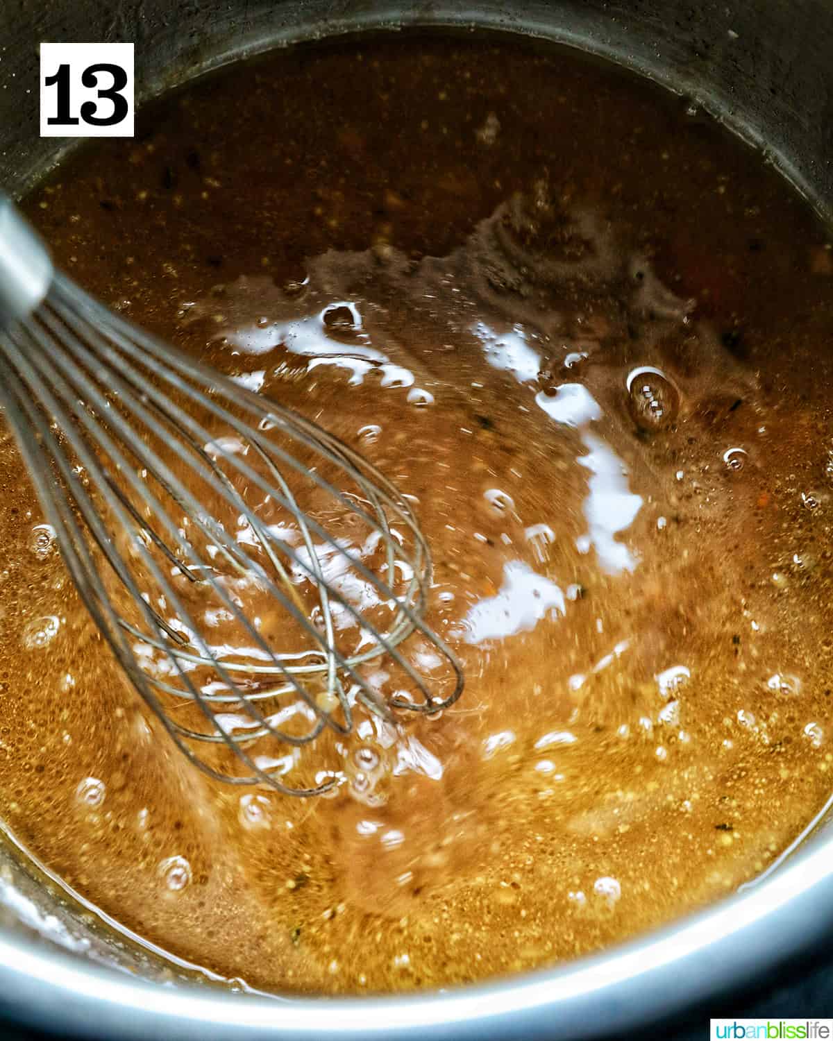 whisking gravy in the Instant Pot.