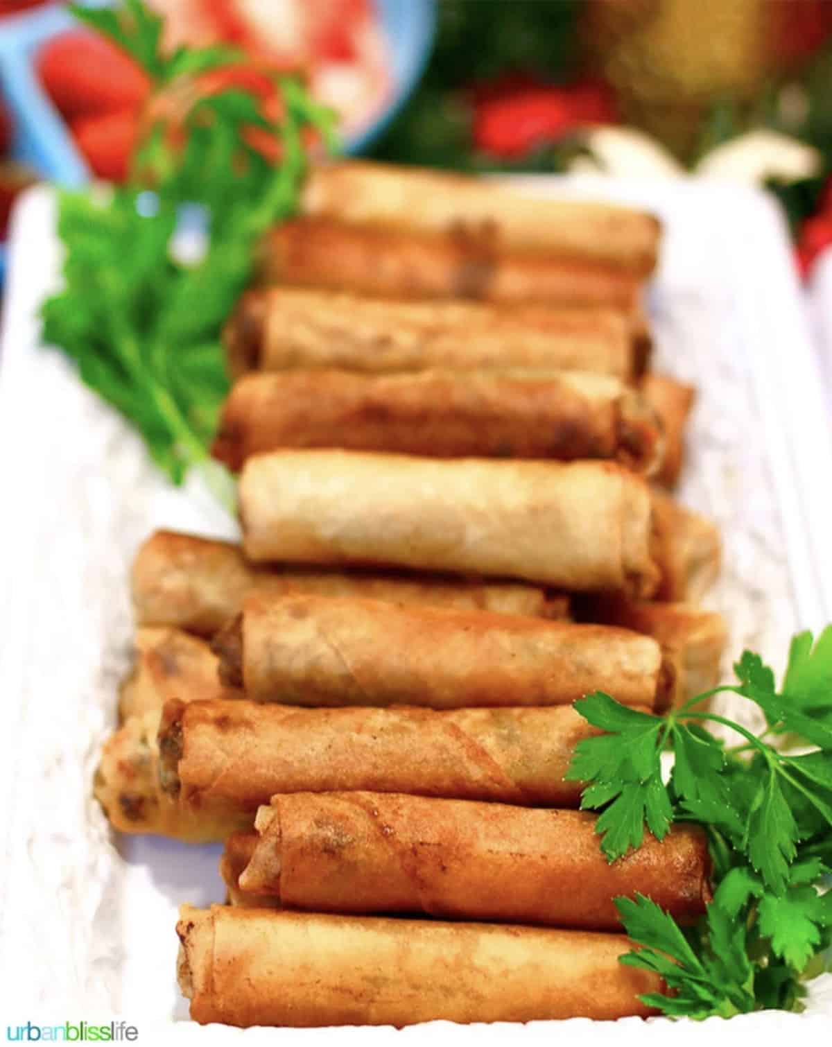 tray of Filipino lumpia