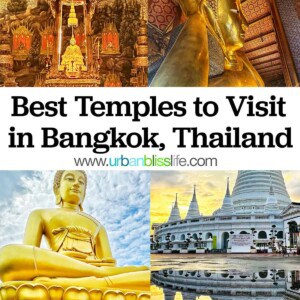 images of four different temples in Bangkok, Thailand with title text overlay.