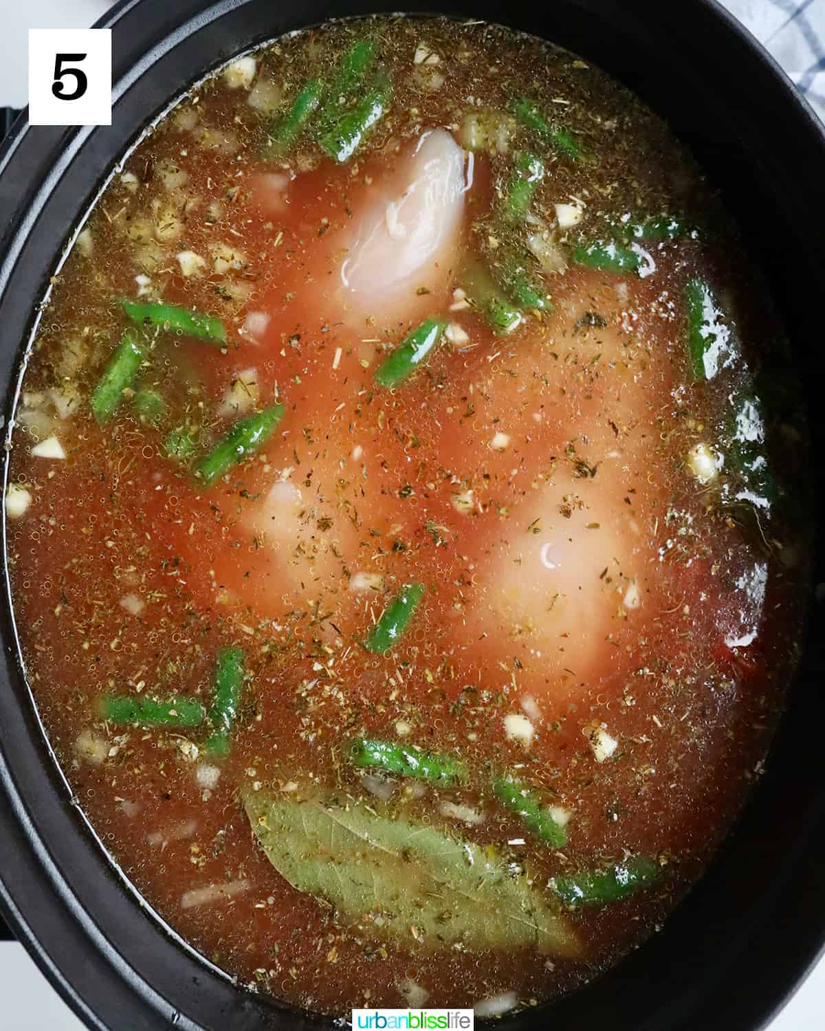 chicken minestrone soup in a dutch oven.