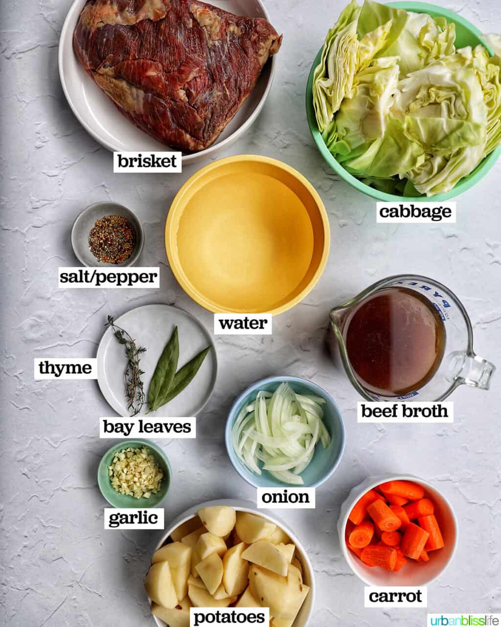 bowls of ingredients to make dutch oven brisket