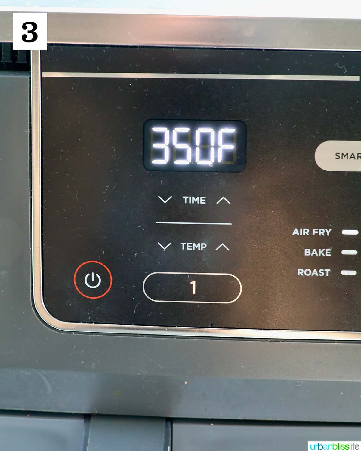 ninja foodi air fryer set to 350 degrees.