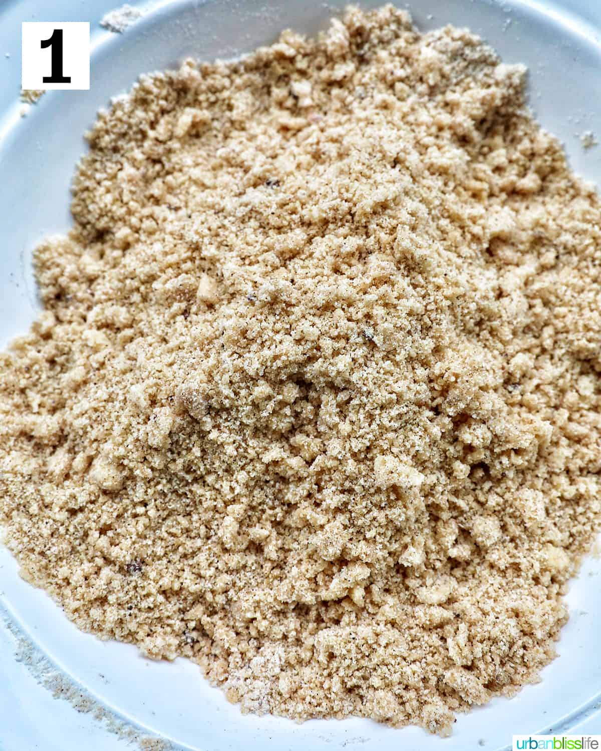 bowl of the streusel crumb topping for Irish coffee cake.