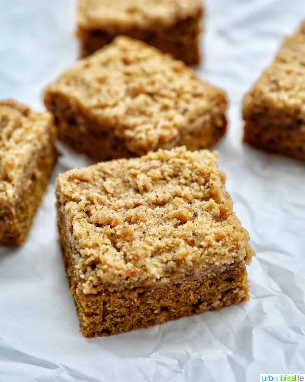 Irish whiskey coffee squares on parchment paper.
