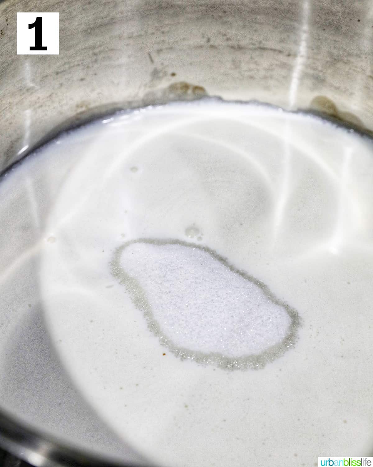 sugar and cream in a saucepan to make ice cream.