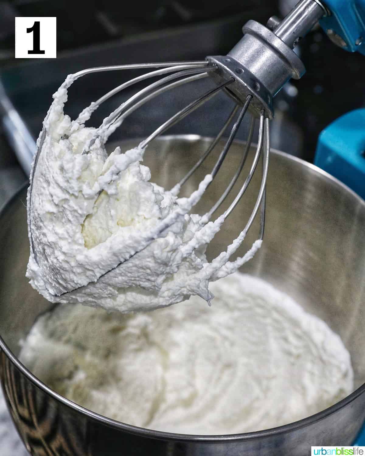 making whipped cream in a stand mixer.