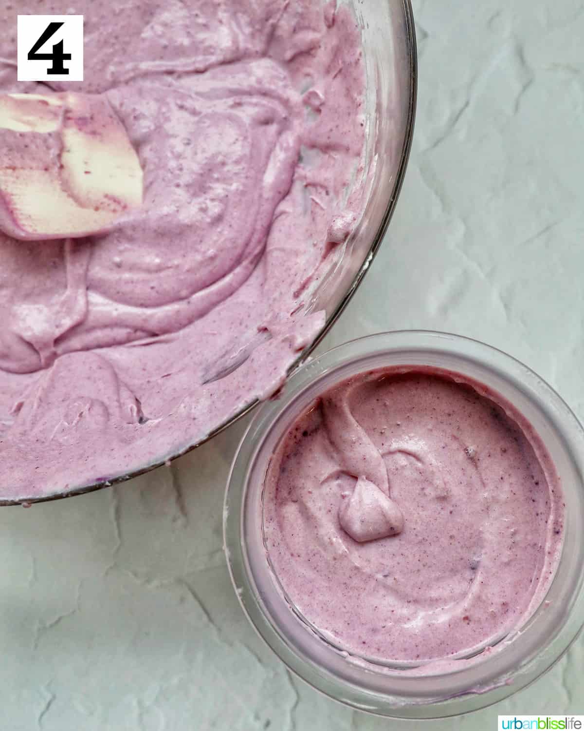 ube ice cream base mixture into the Ninja Creami pint container.