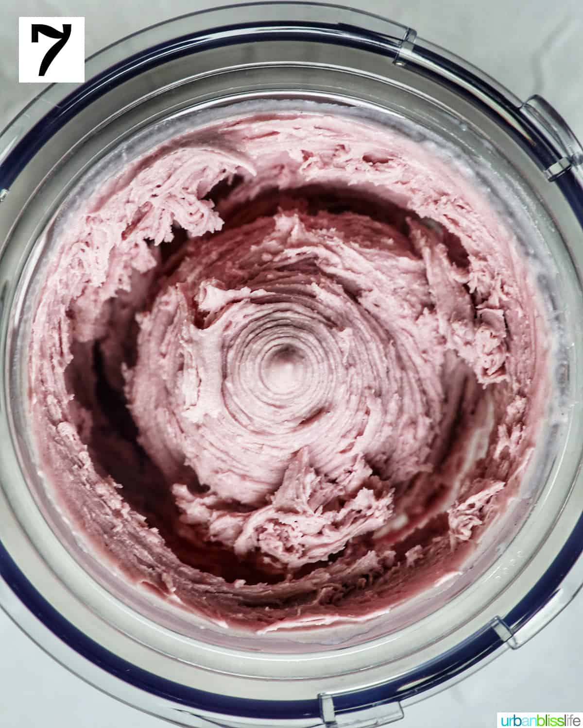 ube ice cream in the Ninja Creami machine.