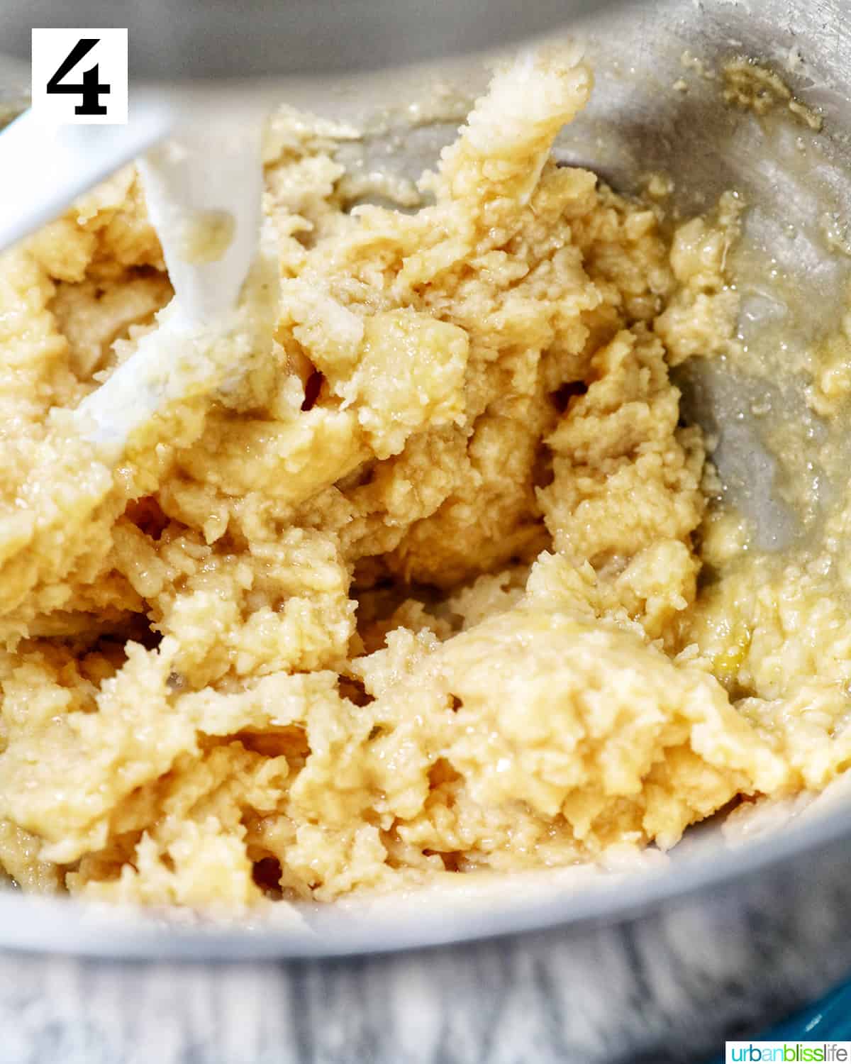 baked goods batter mixed together in the stand mixer.