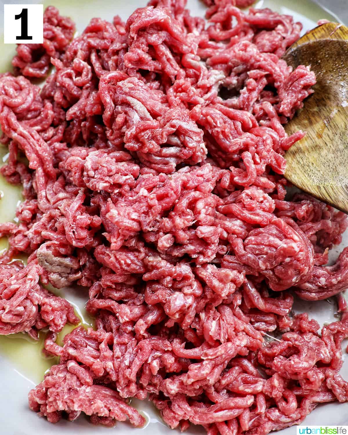 ground beef in a pan.