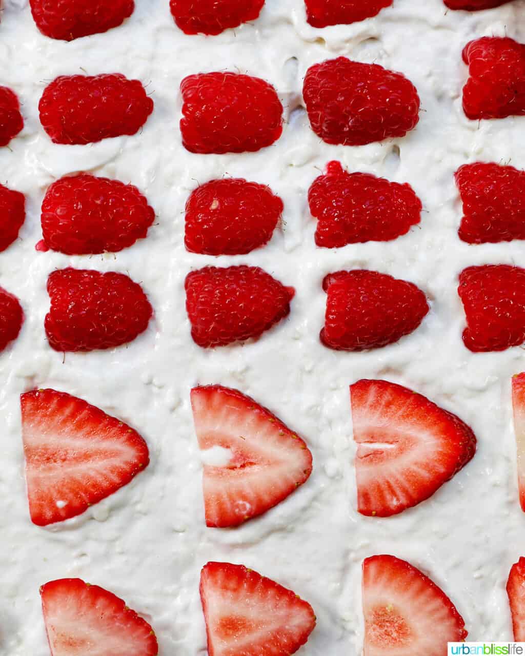 4th of July Fruit Pizza with blueberries, strawberries, raspberries