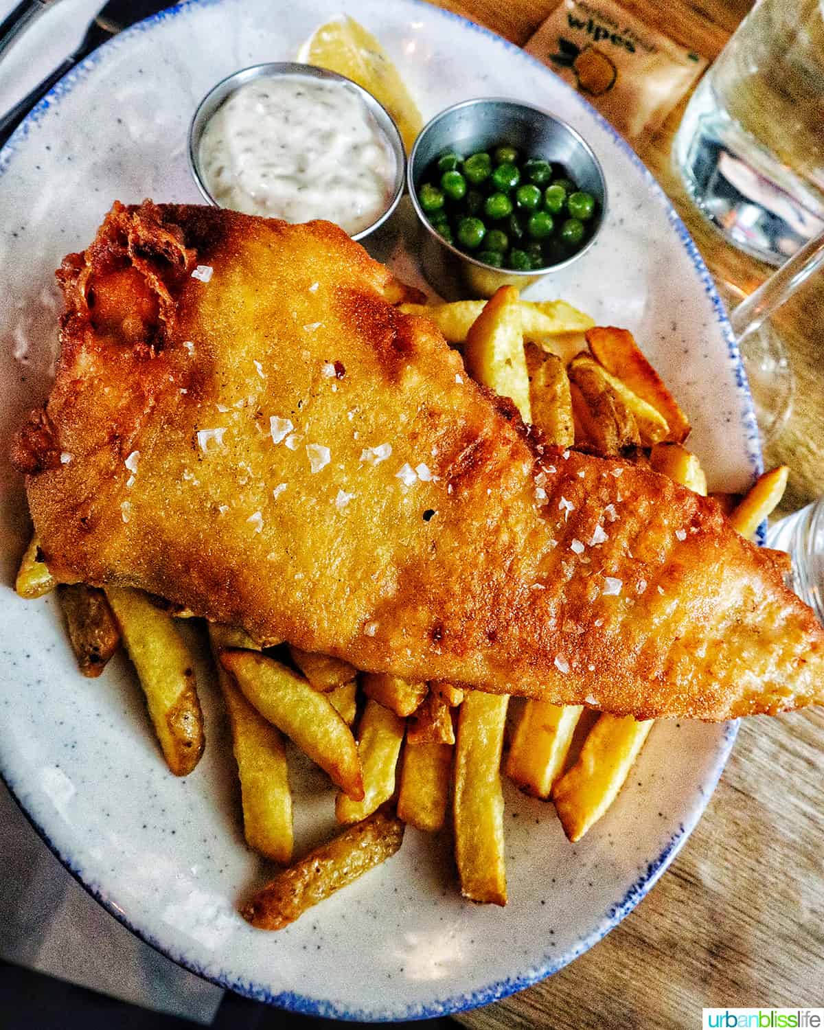 fish and chips at woolen mills restaurant in dublin, ireland