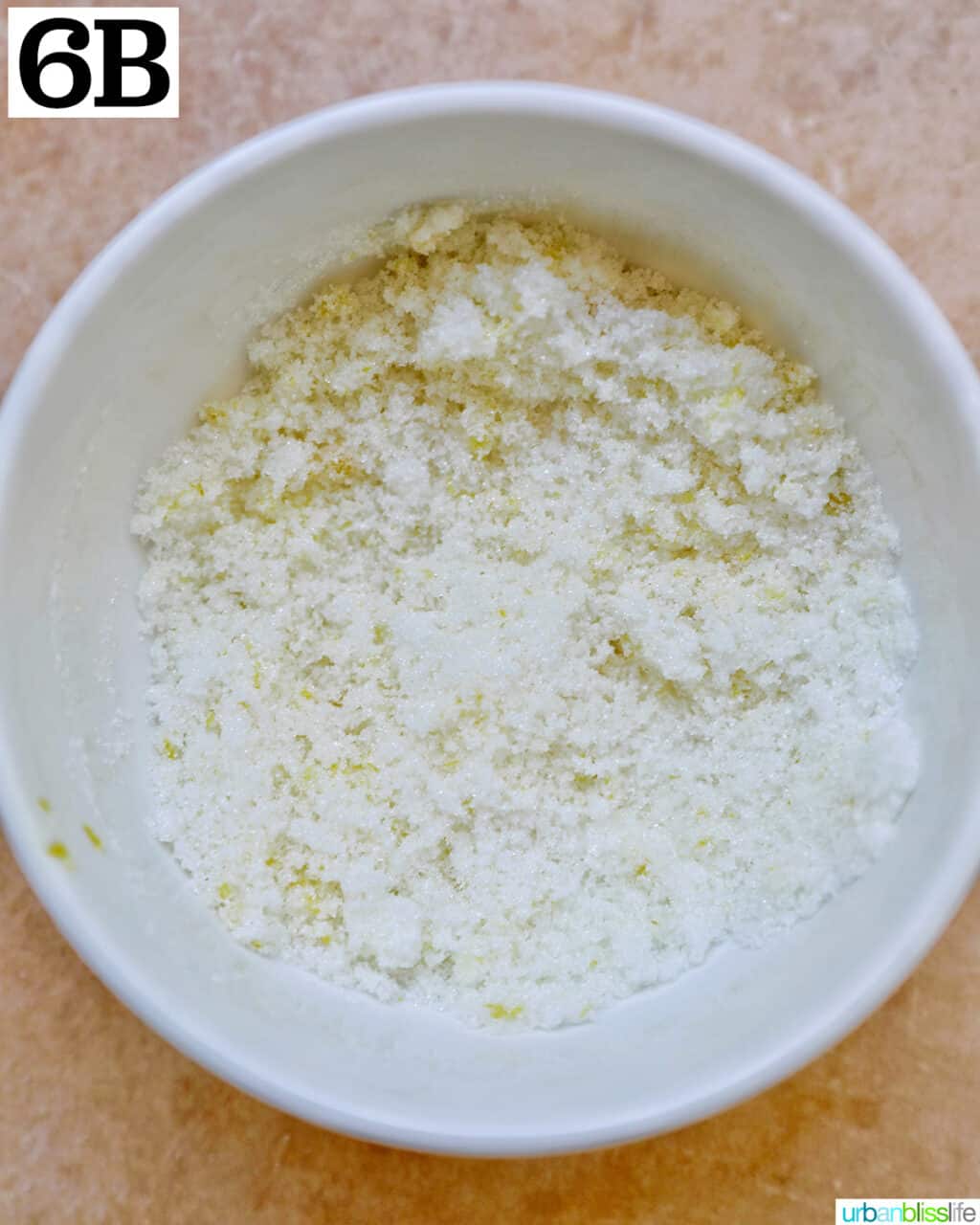 white bowl with lemon sugar.