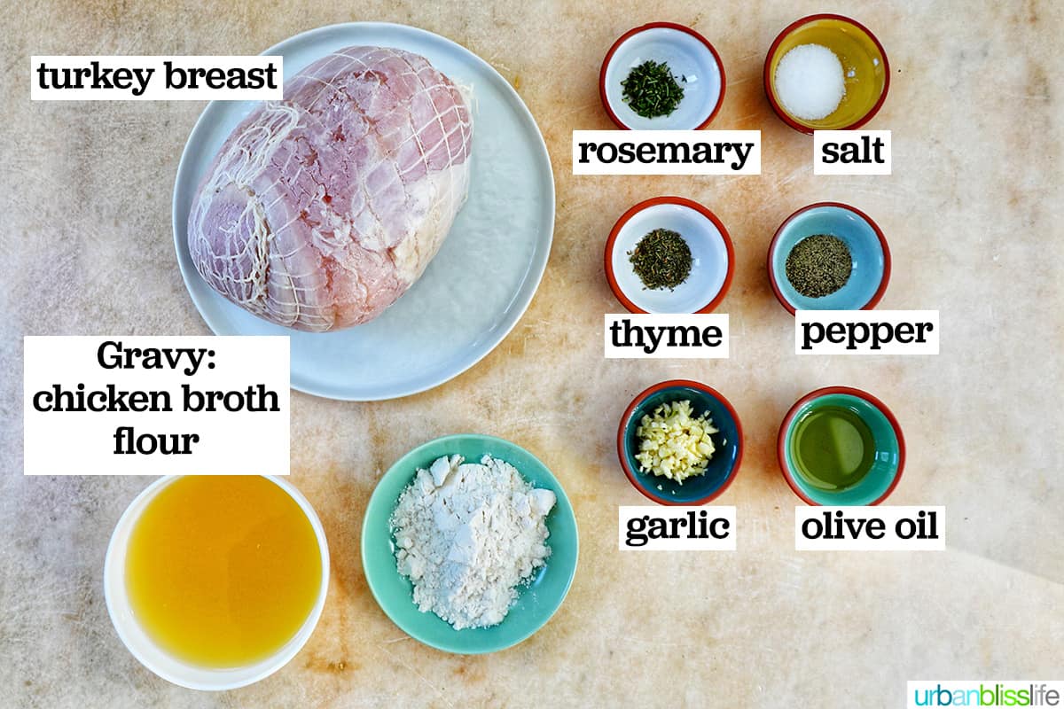 bowls of ingredients to make air fryer turkey breast.
