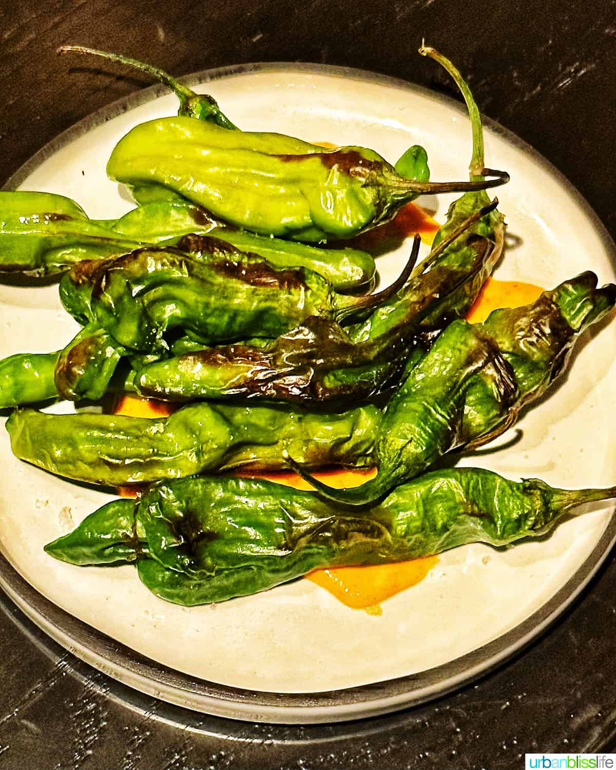 shishito peppers at Bar Oso restaurant in Whistler BC Canada.