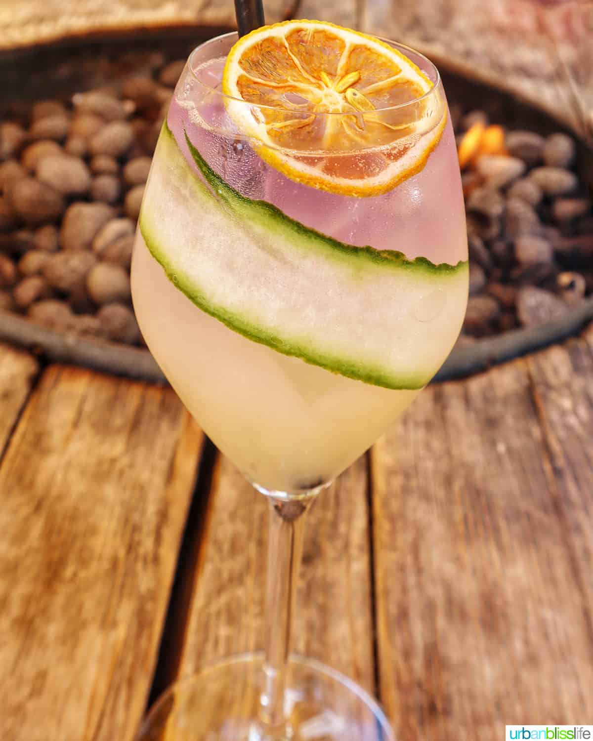 Cucumber Lime Spritz cocktail at Black's Pub in Whistler BC Canada.