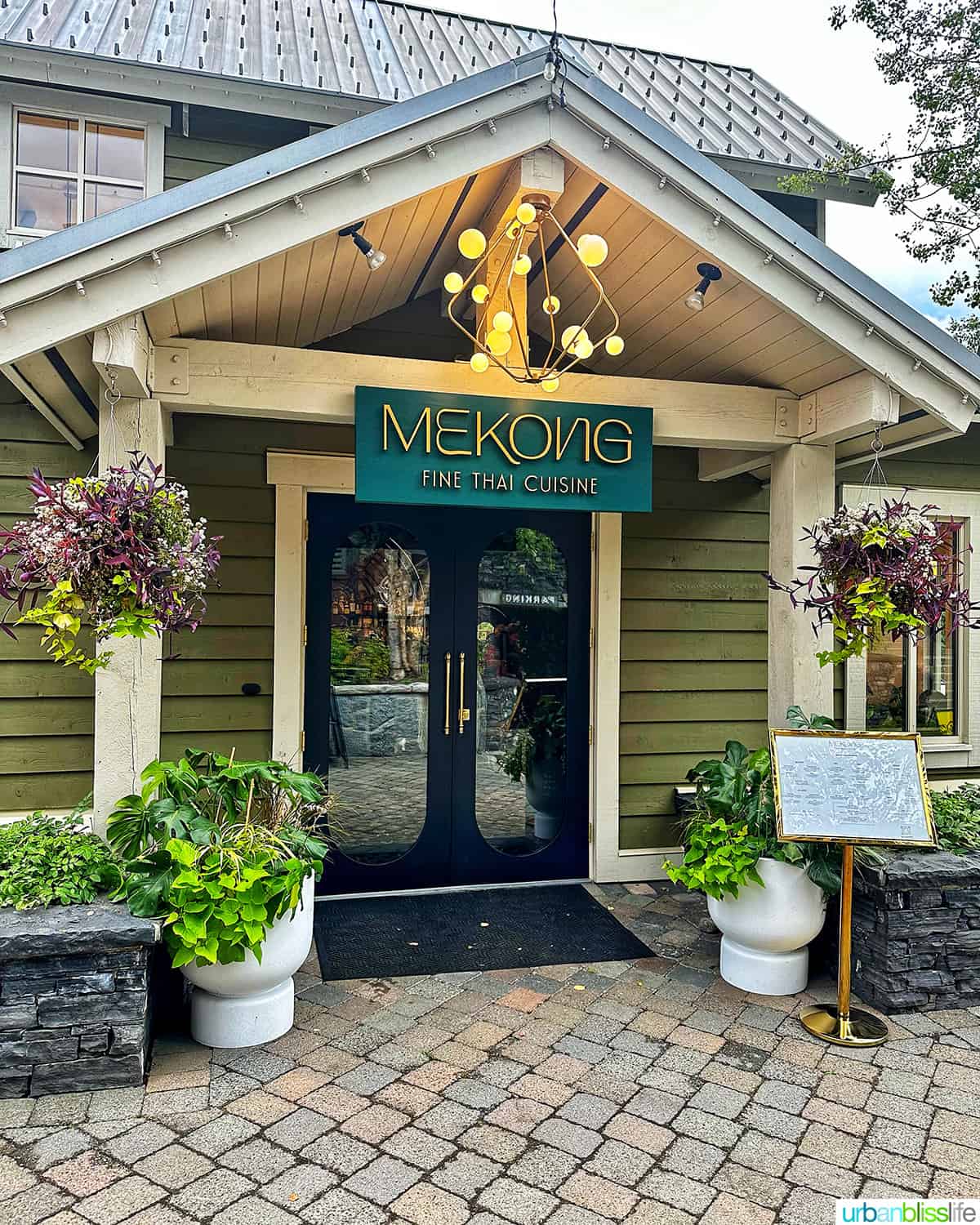exterior front door at Mekong Thai restaurant in Whistler BC.