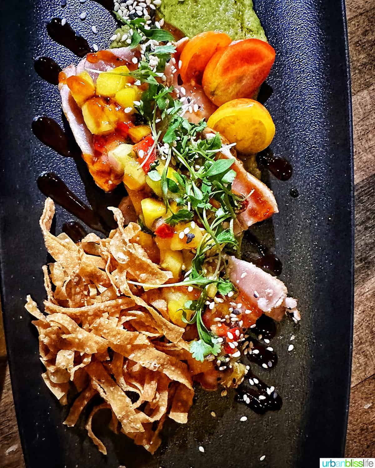 tuna tataki at the Raven Room in Whistler BC Canada.