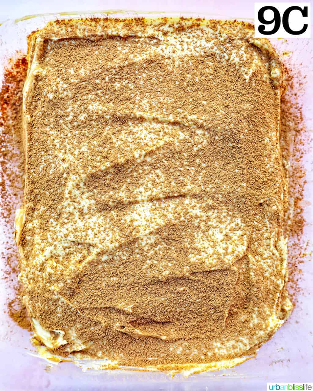 cocoa powder on cream layer filling for tiramisu