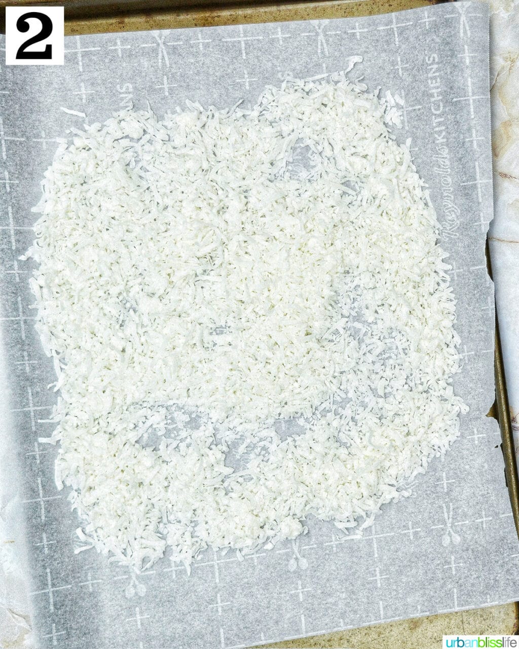 coconut on a baking sheet.
