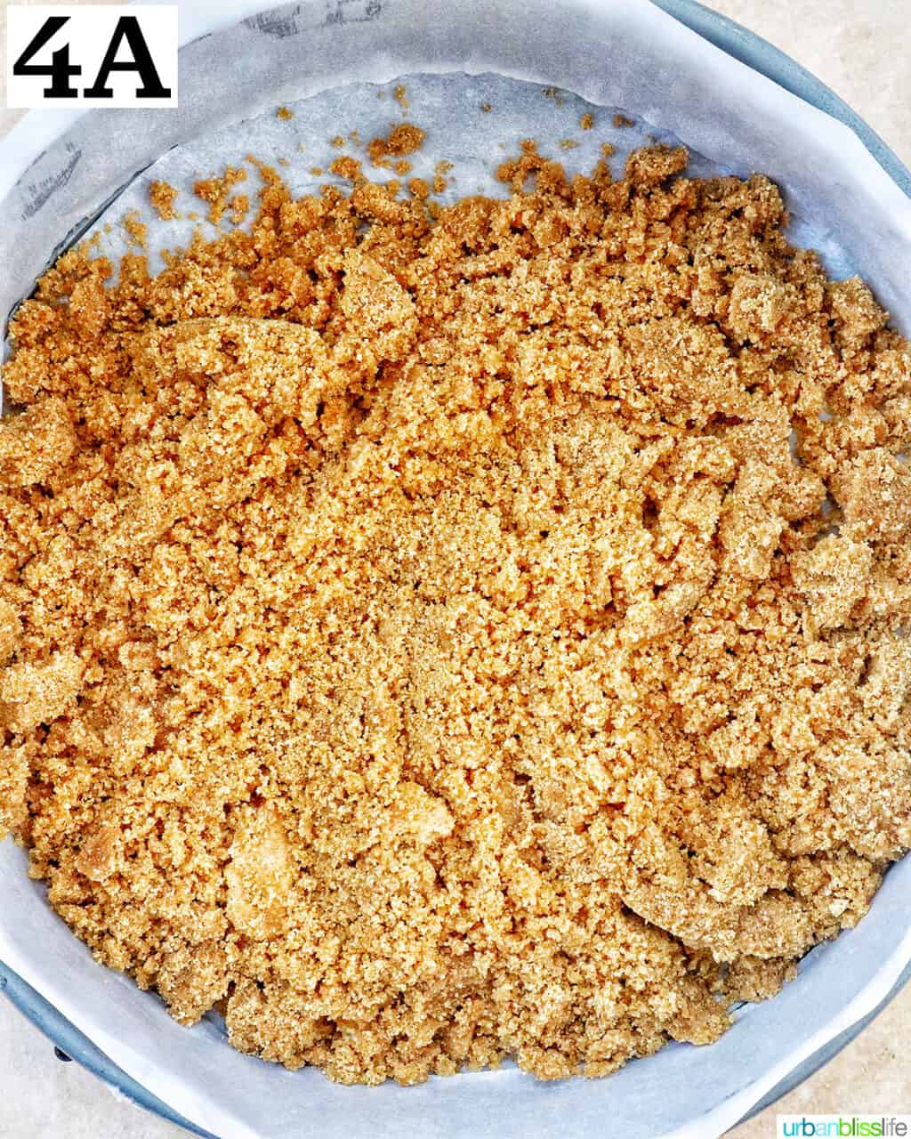graham cracker crumbles in a pan.