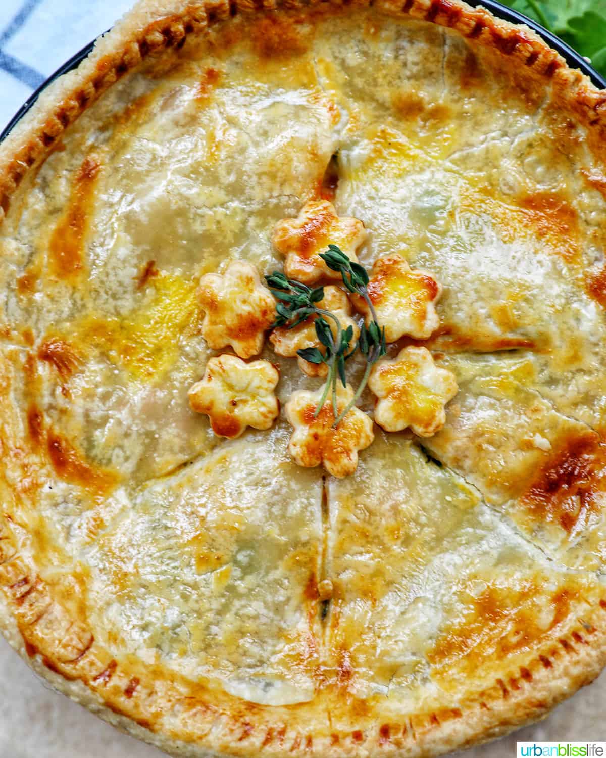 top crust of air fryer chicken pot pie.