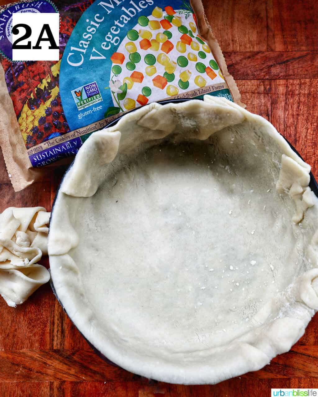 pie crust in the bottom of a baking pan.