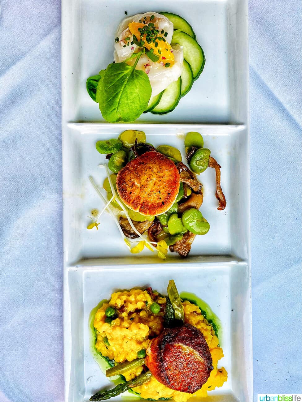 scallops appetizer at bouchon in santa barbara, california