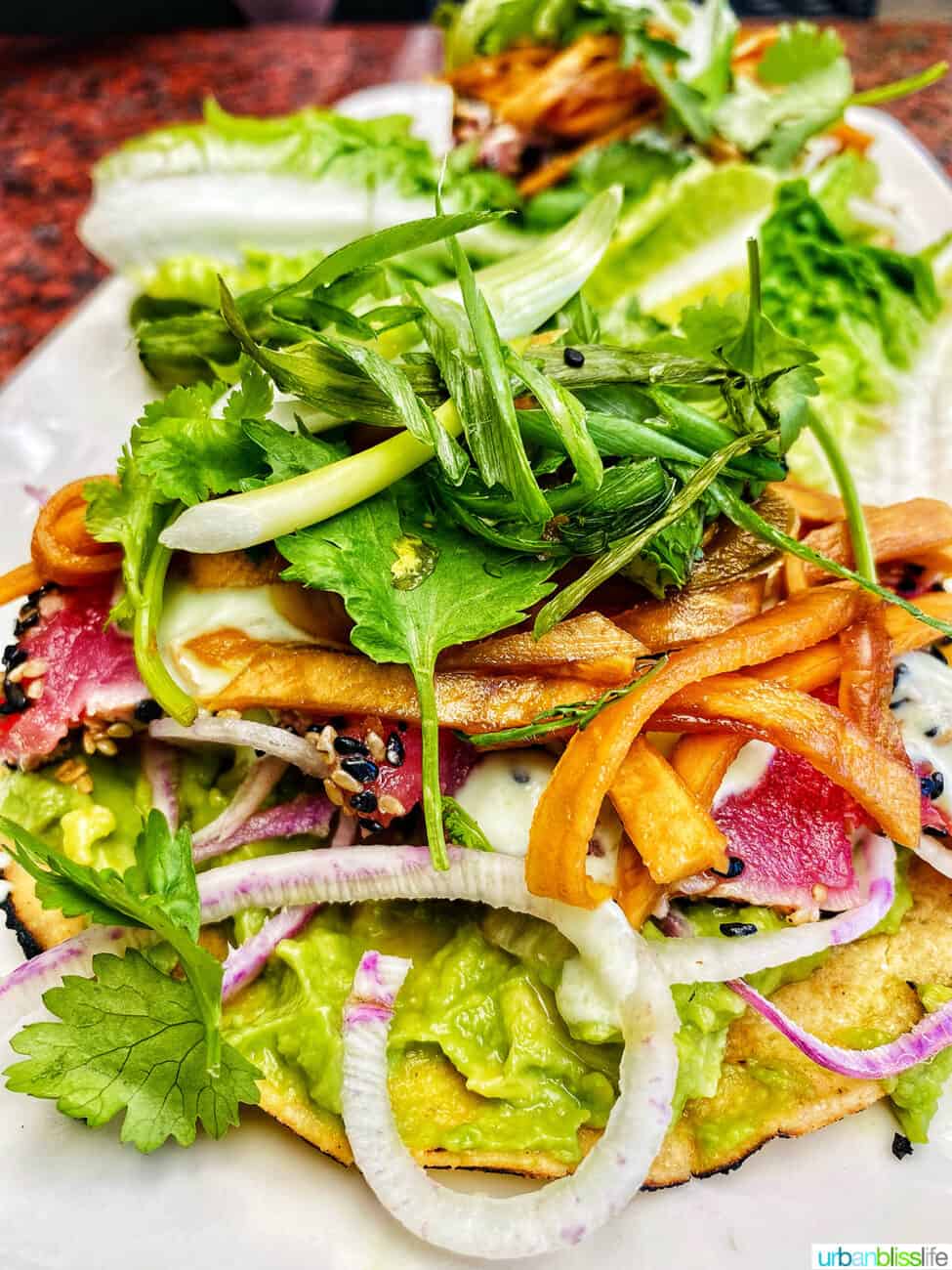 ahi tostados close up at los olivos wine merchant