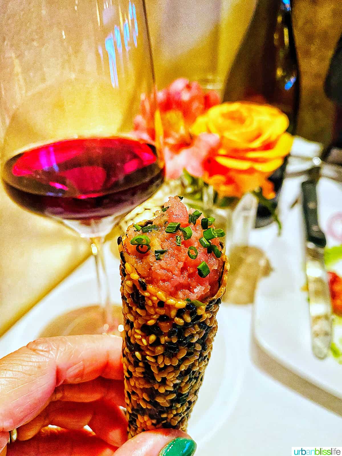 ahi tuna cone at toma in santa barbara